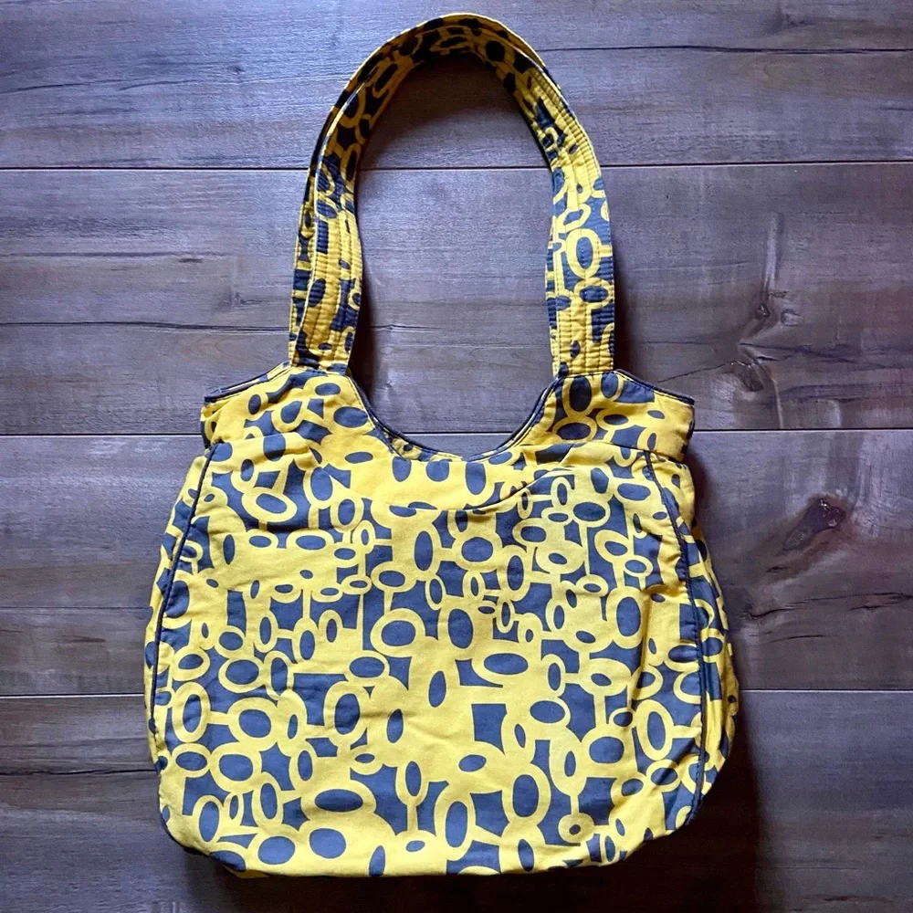 Kitsch 'n Glam Yellow and Gray Abstract Boho Double Strap Purse